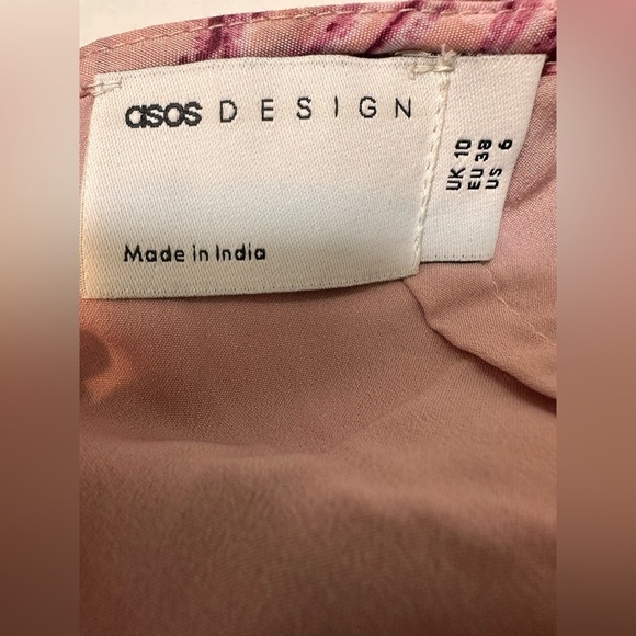 ASOS palm print structured mini dress with lace trim detail and puff sleeve - Picture 8 of 13